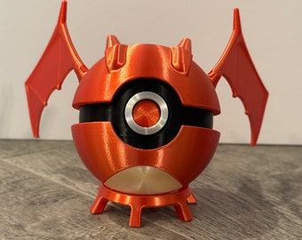 Charizard Pokeball | 3D Printed Fire-Type Pokémon Gift | Winged Fanart Figure |Gamer Room Decor