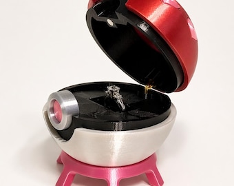 Pokemon Hearts Pokeball | Opening Ring Holder | Proposal or Anniversary Gift | 3D Printed Fan Art