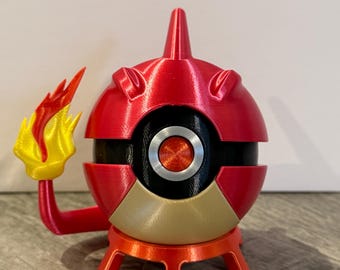 Custom Charmeleon Inspired Pokeball Fanart With Opening and Ring Holder Options