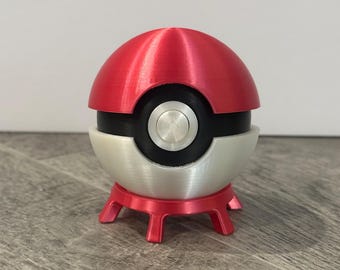 Pokeball Inspired Handmade 3DPrinted Fanart with Opening and Ring Holder Options