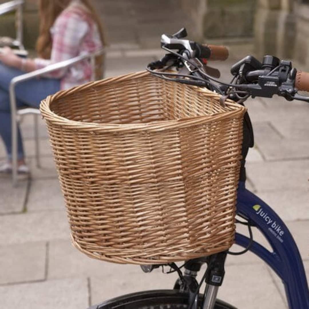 Large Wicker Bicycle Basket With Leather Straps Etsy