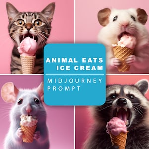 Midjourney Prompt for Animal Eats Ice Cream