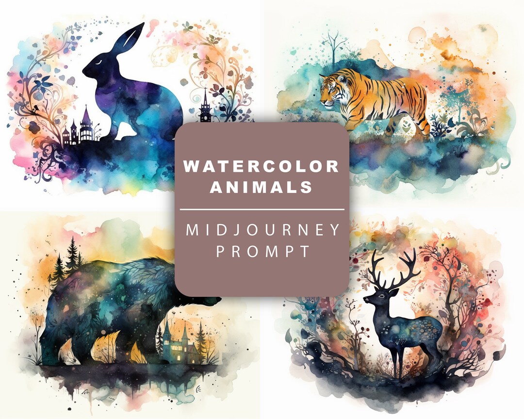 Midjourney Prompt for Watercolor Animals - Etsy