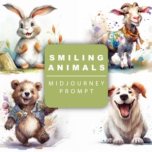 Midjourney Prompt for Smiling Watercolor Animal