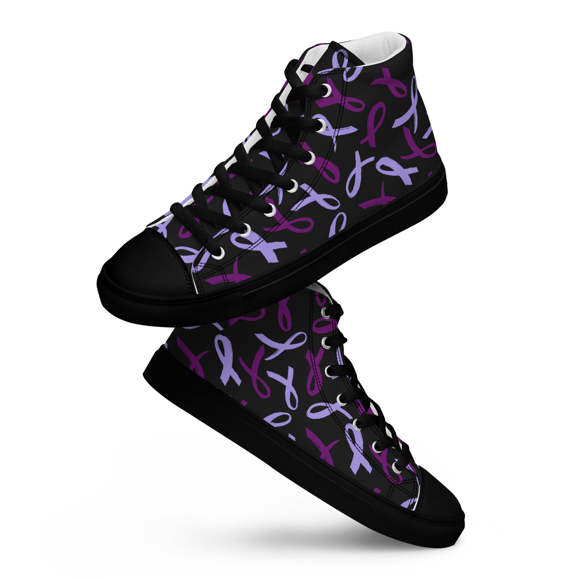 Purple Ribbon Print Shoe Laces (2 Pairs) - Epilepsy Store