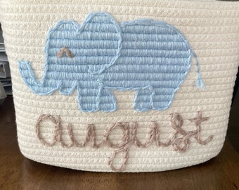 CUSTOM Name Basket with Elephant