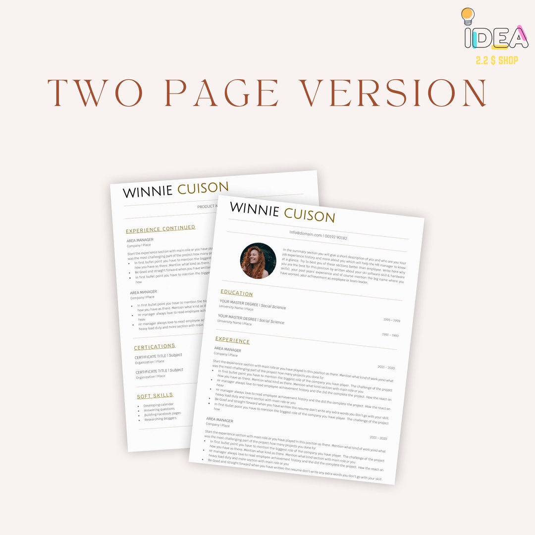 Best Professional Resume Template for Google Docs Word & Etsy