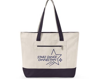 Borsa tote in tela con logo e cerniera