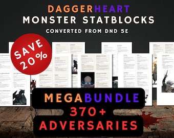 370+ Daggerheart Adversaries Mega Bundle: ALL DnD 5e 2014 Monster Manual Conversion (PDF Download)