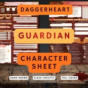Guardian Class Daggerheart Character Sheet | Printable & Fillable PDF (PDF Download)