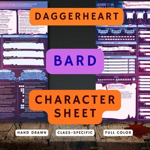 Bard Class Daggerheart Character Sheet | Printable & Fillable PDF (PDF Download)