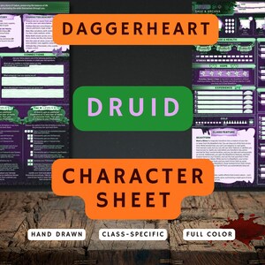 Druid Class Daggerheart Character Sheet | Printable & Fillable PDF (PDF Download)