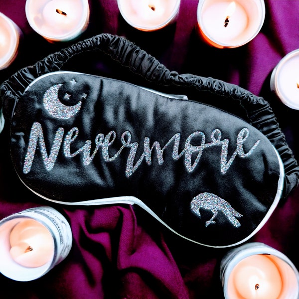 Nevermore Glitter Satin Eye Mask*LIMITED EDITION* Literary Lovers Gifts