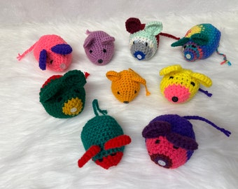 Crochet Catnip Mouse, (various colors to choose from)