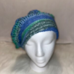 Blauw/groene veelkleurige beanie