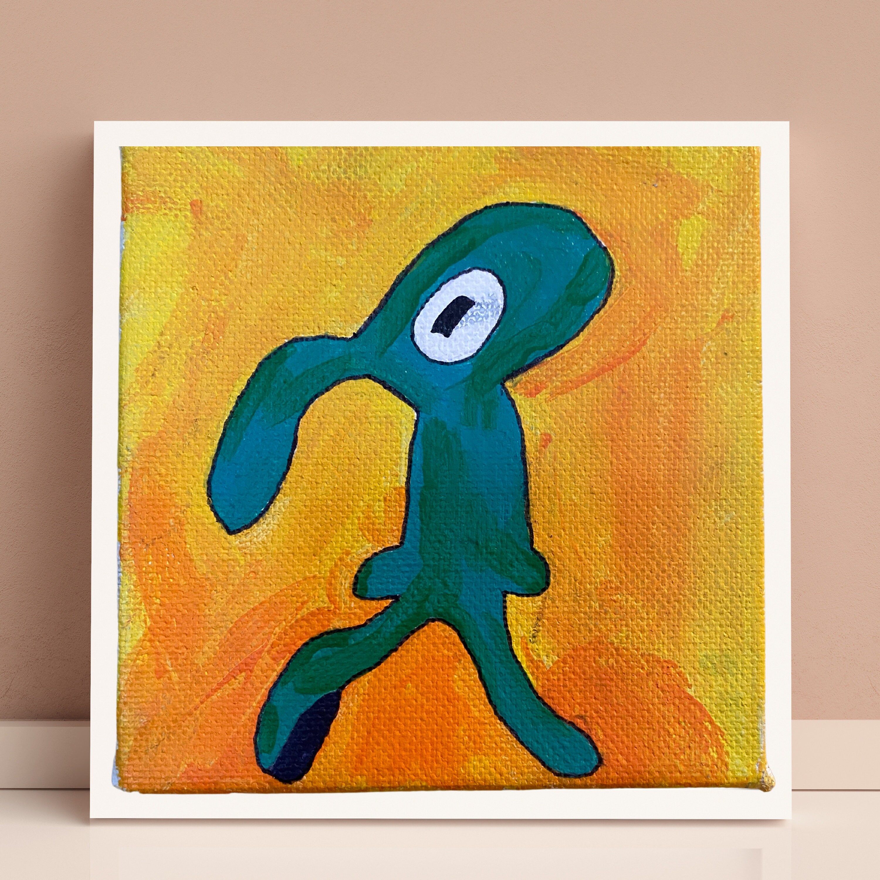 Squidward Abstract Painting Spongebob Meme Etsy