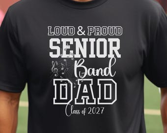 Band Dad Class of 2027 Jersey Tee, Senior Drumline Fan Gift, Marching Band Parent Shirt, Highschool Number One Fan, Senior Dad Tee