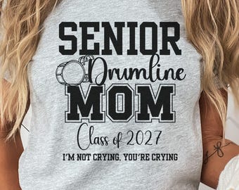 Drumline Mom Class of 2027 Tee, Senior Music Fan Gift, Bass Drum Marching Band Parent Shirt, Highschool Number One Fan, Senior Mom