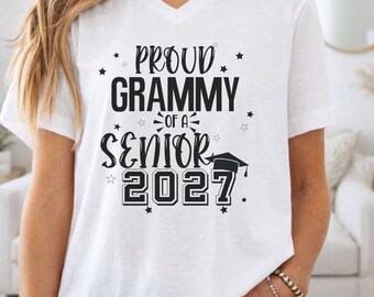 Senior Grammy Class of 2027 Tee, Grandson or Grand daughter Fan Gift Gma Shirt, Highschool Number One Fan, Senior Nana, Sport Fan, Proud Gma