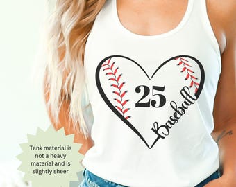 Baseball Mom Personalized Number Racerback Tank, Custom Jersey Baseball Shirt, Sports Team Mom Gift, Workout Apparel