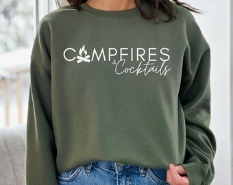 Camping Sweatshirt, Adventure Hoodie, Funny Camping Shirt, Campfires & Cocktails, Friends Camping Shirts, Outdoor Adventure Hiking Shirt