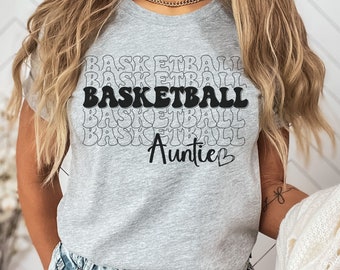 Camiseta de tía de baloncesto, camiseta de baloncesto, regalo para hermana, tía de baloncesto, camiseta del día del juego, camiseta de la mejor tía, camiseta divertida, día de la madre