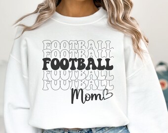 Camisa de mamá de fútbol, sudadera deportiva de mamá orgullosa, cuello redondo del día del juego, camisas de vida de mamá de fútbol, regalos de mamá de fútbol, regalo de mamá ruidosa y orgullosa