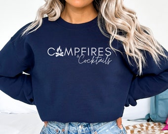 Camping Sweatshirt, Adventure Hoodie, Funny Camping Shirt, Campfires & Cocktails, Friends Camping Shirts, Outdoor Adventure Hiking Shirt