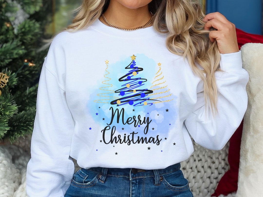 Thin Blue Line Christmas Tree Sweatshirt Blue Christmas Tree Etsy