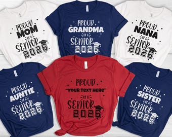 Personalized Class Of 2026 Shirt, Proud Mom and Dad of a Senior, Custom Name Family Matching Gift, Unisex Jersey T-Shirt, Graduation