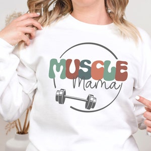 Sudadera de mamá muscular, regalo para amante del gimnasio, regalo de Crossfitter, regalo para ella, regalo de entrenamiento, sudadera con cubierta de bomba, ropa de entrenamiento White