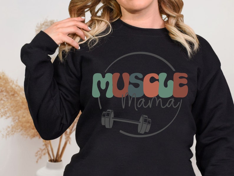 Sudadera de mamá muscular, regalo para amante del gimnasio, regalo de Crossfitter, regalo para ella, regalo de entrenamiento, sudadera con cubierta de bomba, ropa de entrenamiento Black