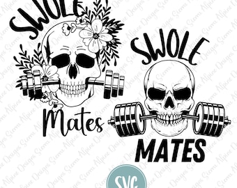 Swole Mates Gym SVG Only, Training Design, Couples Workout SVG, Halloween Couples Gift, Funny Gym Shirt SVG, Weightlifting, Pump Cover, VDay
