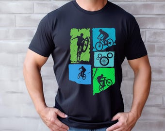 Mountain Biking Tee, Biking Cycling T-shirt, Mountain Bike Shirt, Nature Woods Cycling Sports, Bicycle Rider Graphic T-Shirt