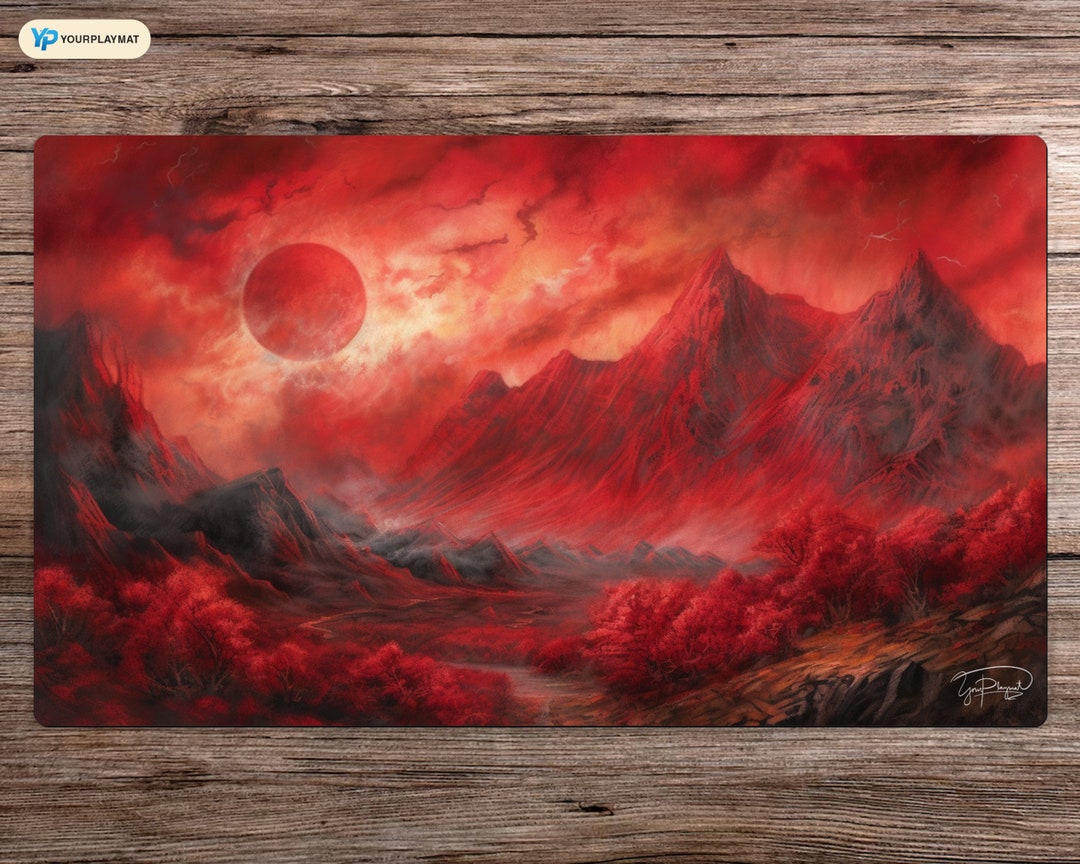 Red Mountain Peak MTG Playmat 24 X 14 Inches MTG Gifts Magic the