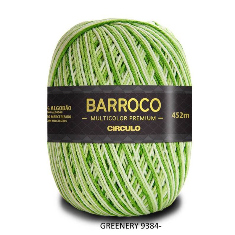 Yarn Circulo BARROCO MULTICOLOR Premium /crochet and knitting yarn/Mercerized cotton yarn/Barroco Multicolor/ 9384 – Greenery