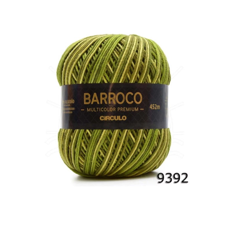 Yarn Circulo BARROCO MULTICOLOR Premium /crochet and knitting yarn/Mercerized cotton yarn/Barroco Multicolor/ 9392- Folha