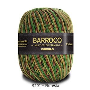 Yarn Circulo BARROCO MULTICOLOR Premium /crochet and knitting yarn/Mercerized cotton yarn/Barroco Multicolor/ 9201 – Floresta