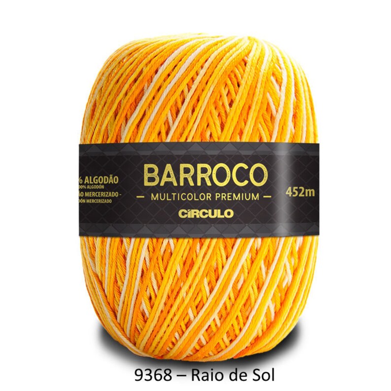 Yarn Circulo BARROCO MULTICOLOR Premium /crochet and knitting yarn/Mercerized cotton yarn/Barroco Multicolor/ 9368 – Raio de Sol