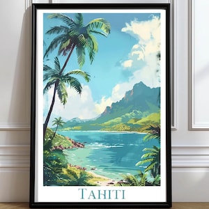 Tahiti Poster Tahiti Wall Art Tahiti Travel Print Tahiti landscape lush tropical jungle travel poster