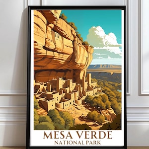 Mesa Verde Poster Mesa Verde Wall Art Mesa Verde Travel Poster Wall Decor Colorado Wall Decor Mesa Verde National Park Gift