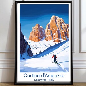 Cortina d&#39;Ampezzo Poster, Cortina d&#39;Ampezzo travel poster Cortina d&#39;Ampezzo Wall Art Cortina d&#39;Ampezzo Ski Circuit gift for skiiers