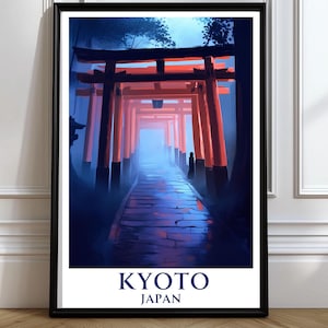 Kyoto Fushimi Inari Shrine Wall Art Fushimi Inari Shrine Poster Kyoto Home Decor Kyoto Torii Gates Travel Poster of   Fushimi Inari Taisha