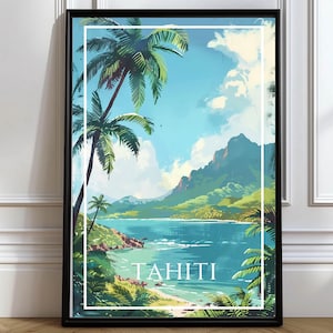 Tahiti Poster Tahiti Wall Art Tahiti Travel Print Tahiti landscape lush tropical jungle travel poster