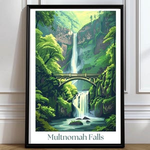 Multnomah Falls Travel Poster Gift for Nature Lovers Multnomah Falls Wall Art Multnomah Falls Travel Print Columbia River Gorge Travel Print