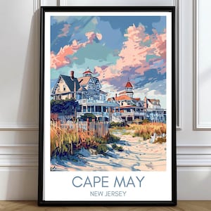 Cape May Poster Cape May New Jersey Wall Art Cape May Travel Print Cape May Art Print