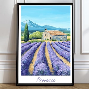 Provence Poster Lavender Field Poster French Countryside Wall Art Home Decor France Provencial Wall Art