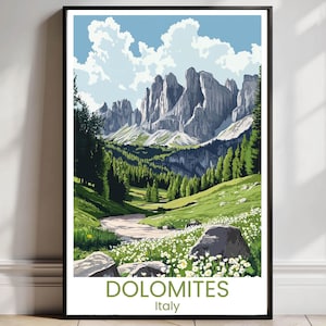 Dolomites Poster Scenic Dolomites Travel Print Dolomites Travel Poster Dolomites Wall Art