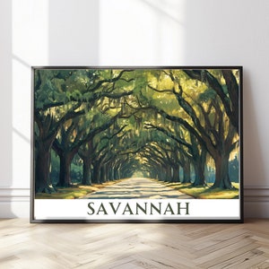Savannah Georgia Travel Poster Savannah Wall Art Road lined with Oak Trees Weeping Willows Savannah