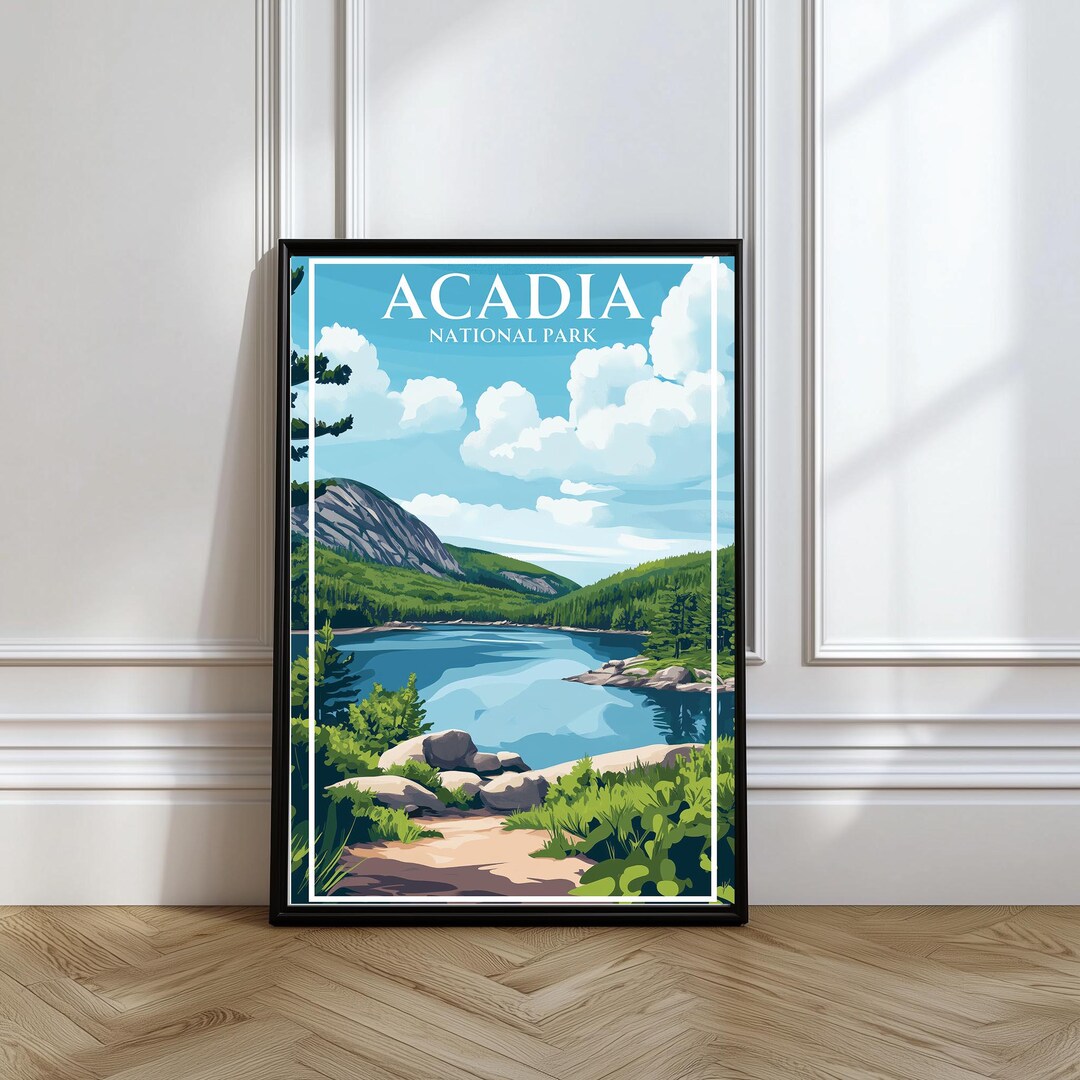 Acadia National Park Poster Acadia Travel Print Outdoors Lover Gift ...